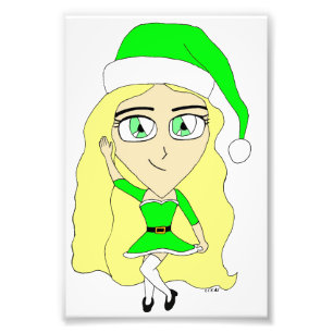 Kerstchibi Foto Afdruk