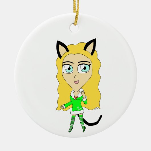 Kerstchibi Keramisch Ornament (Voorkant)