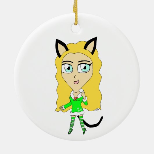 Kerstchibi Keramisch Ornament (Achterkant)