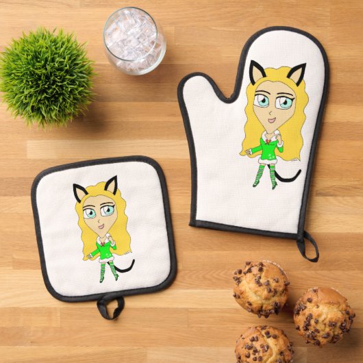 Kerstchibi Ovenwant & Pannenlap Set (Top down)