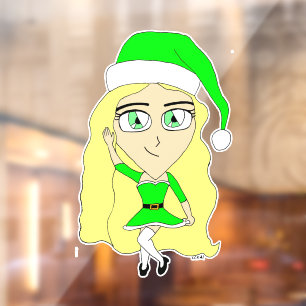 Kerstchibi Raamsticker