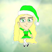 Kerstchibi Raamsticker (Vel 3)