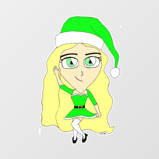 Kerstchibi Raamsticker (Vel)