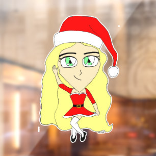 Kerstchibi Raamsticker