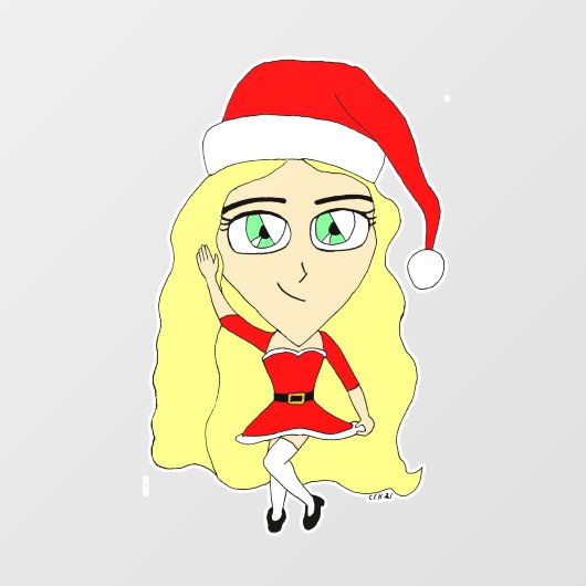 Kerstchibi Raamsticker (Vel)