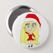 Kerstchibi Ronde Button 4,0 Cm (Voorkant /achterkant)