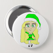 Kerstchibi Ronde Button 4,0 Cm (Voorkant /achterkant)
