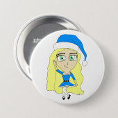 Kerstchibi Ronde Button 7,6 Cm (Voorkant /achterkant)