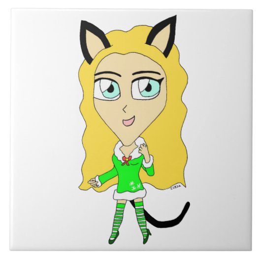 Kerstchibi Tegeltje (Voorkant)