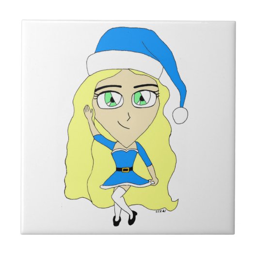 Kerstchibi Tegeltje (Voorkant)