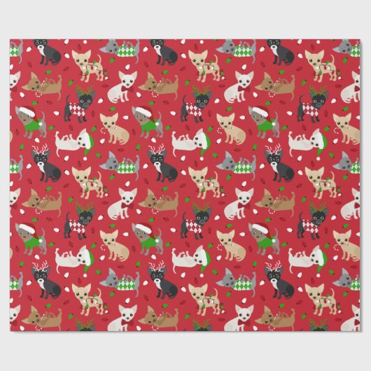 Kerstchihuahua All Coats Cadeaupapier (Vlak)