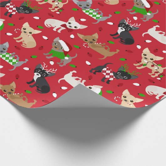 Kerstchihuahua All Coats Cadeaupapier (Hoek)