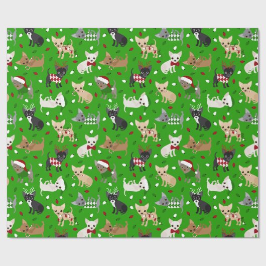 Kerstchihuahua All Coats Cadeaupapier (Vlak)