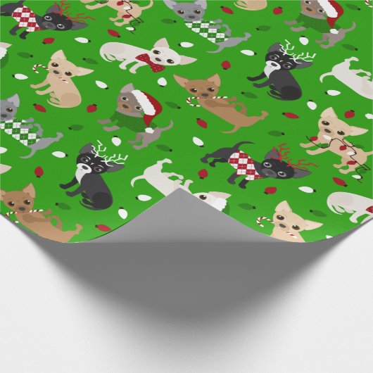 Kerstchihuahua All Coats Cadeaupapier (Hoek)