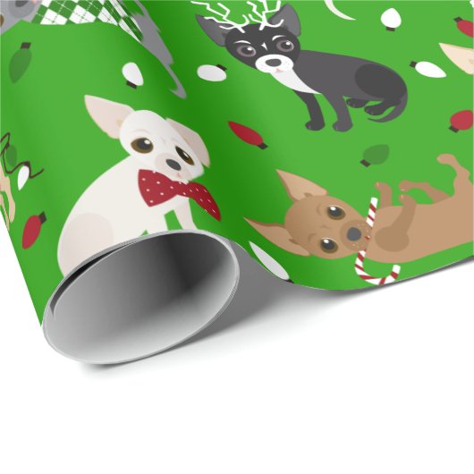 Kerstchihuahua All Coats Cadeaupapier (Rol Hoek)