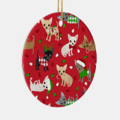 Kerstchihuahua All Coats Keramisch Ornament (Rechts)