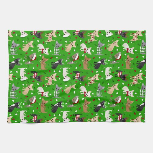 Kerstchihuahua All Coats Kitchen Towel Theedoek (Horizontaal)