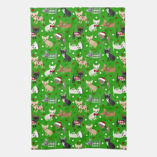 Kerstchihuahua All Coats Kitchen Towel Theedoek (Verticaal)