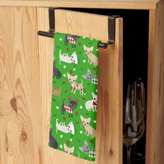 Kerstchihuahua All Coats Kitchen Towel Theedoek (Derde Gevouwen)