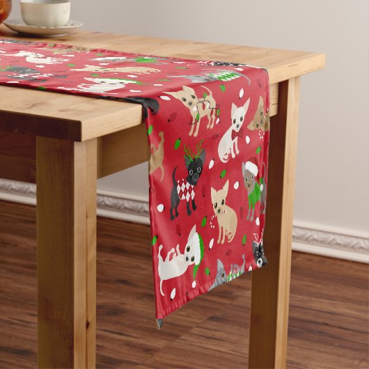 Kerstchihuahua All Coats Korte Tafelloper (Voorbeeld)