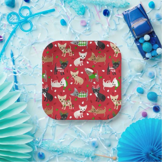 Kerstchihuahua All Coats Paper Borden Papieren Bordje (Feest)