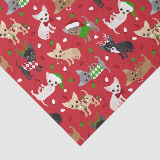 Kerstchihuahua All Coats Tissuepapier (Detail)