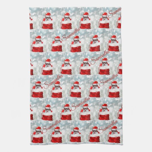 Kerstchihuahua-hondenhanddoek Theedoek (Verticaal)