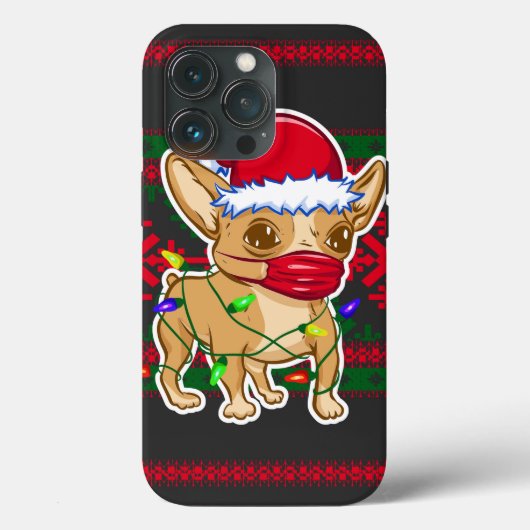 Kerstchihuahua met een medisch masker Case-Mate iPhone case (Achterkant)