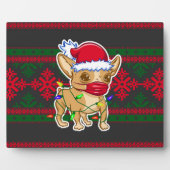 Kerstchihuahua met een medisch masker fotoplaat (Voorkant)