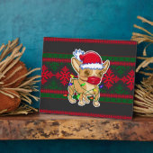 Kerstchihuahua met een medisch masker fotoplaat (Zijkant)