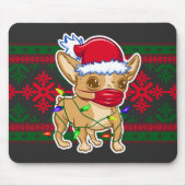 Kerstchihuahua met een medisch masker muismat (Voorkant)