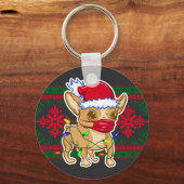 Kerstchihuahua met een medisch masker sleutelhanger (Voorkant)