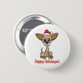 Kerstchihuahua Ronde Button 5,7 Cm (Voorkant /achterkant)