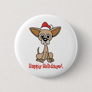 Kerstchihuahua Ronde Button 5,7 Cm