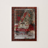 Kerstchihuahua tspot met een kruideniersmond legpuzzel (Verticaal)