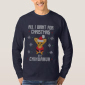 Kerstchihuahua Ugly Sweater T-shirt (Voorkant)