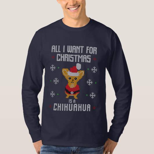 Kerstchihuahua Ugly Sweater T-shirt (Voorkant)