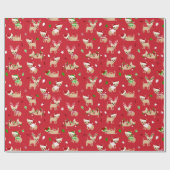 Kerstchihuahuas Cadeaupapier (Vlak)