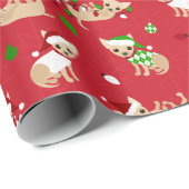 Kerstchihuahuas Cadeaupapier (Rol Hoek)