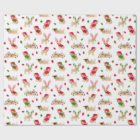 Kerstchihuahuas Cadeaupapier (Vlak)