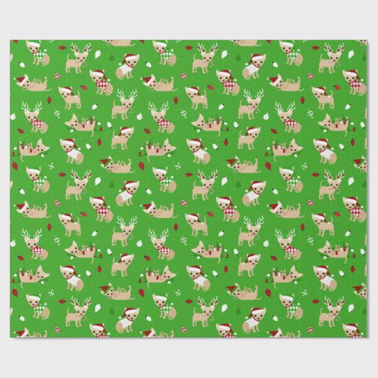 Kerstchihuahuas Cadeaupapier (Vlak)