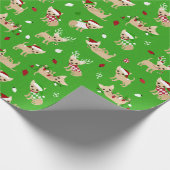 Kerstchihuahuas Cadeaupapier (Hoek)