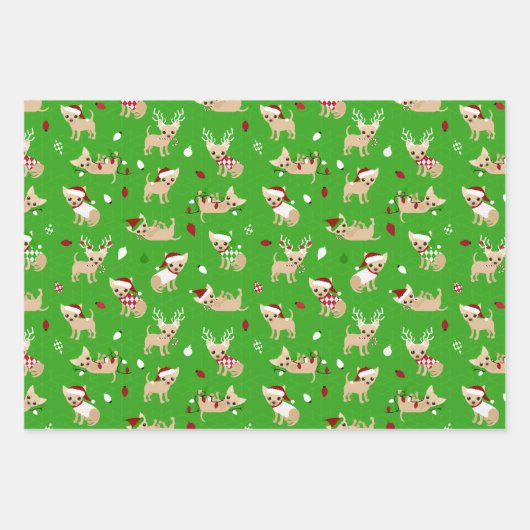 Kerstchihuahuas Inpakpapier Vel (Voorkant 3)