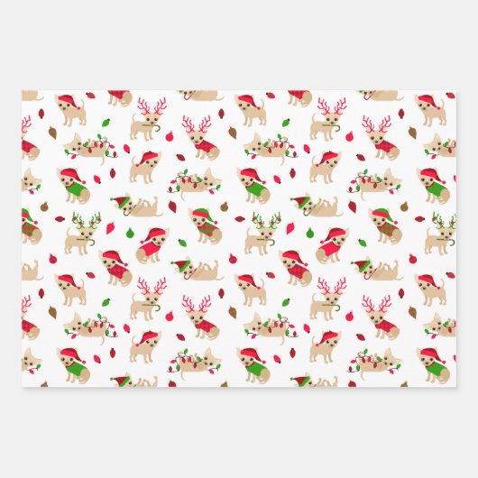 Kerstchihuahuas Inpakpapier Vel (Voorkant)