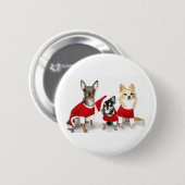 Kerstchihuahuas Ronde Button 5,7 Cm (Voorkant /achterkant)