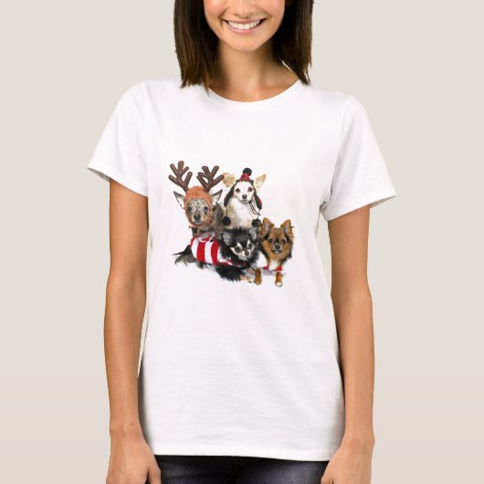 Kerstchihuahuas T-shirt (Voorkant)