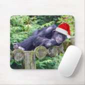 Kerstchimpansee met een kerstmuts muismat (Met muis)