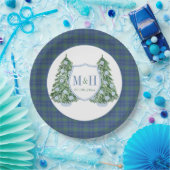 KerstChinoiserie Chic Monogram Weddenschap Shower Papieren Bordje (Feest)