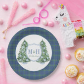 KerstChinoiserie Chic Monogram Weddenschap Shower Papieren Bordje (Feest)