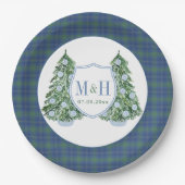 KerstChinoiserie Chic Monogram Weddenschap Shower Papieren Bordje (Voorkant)